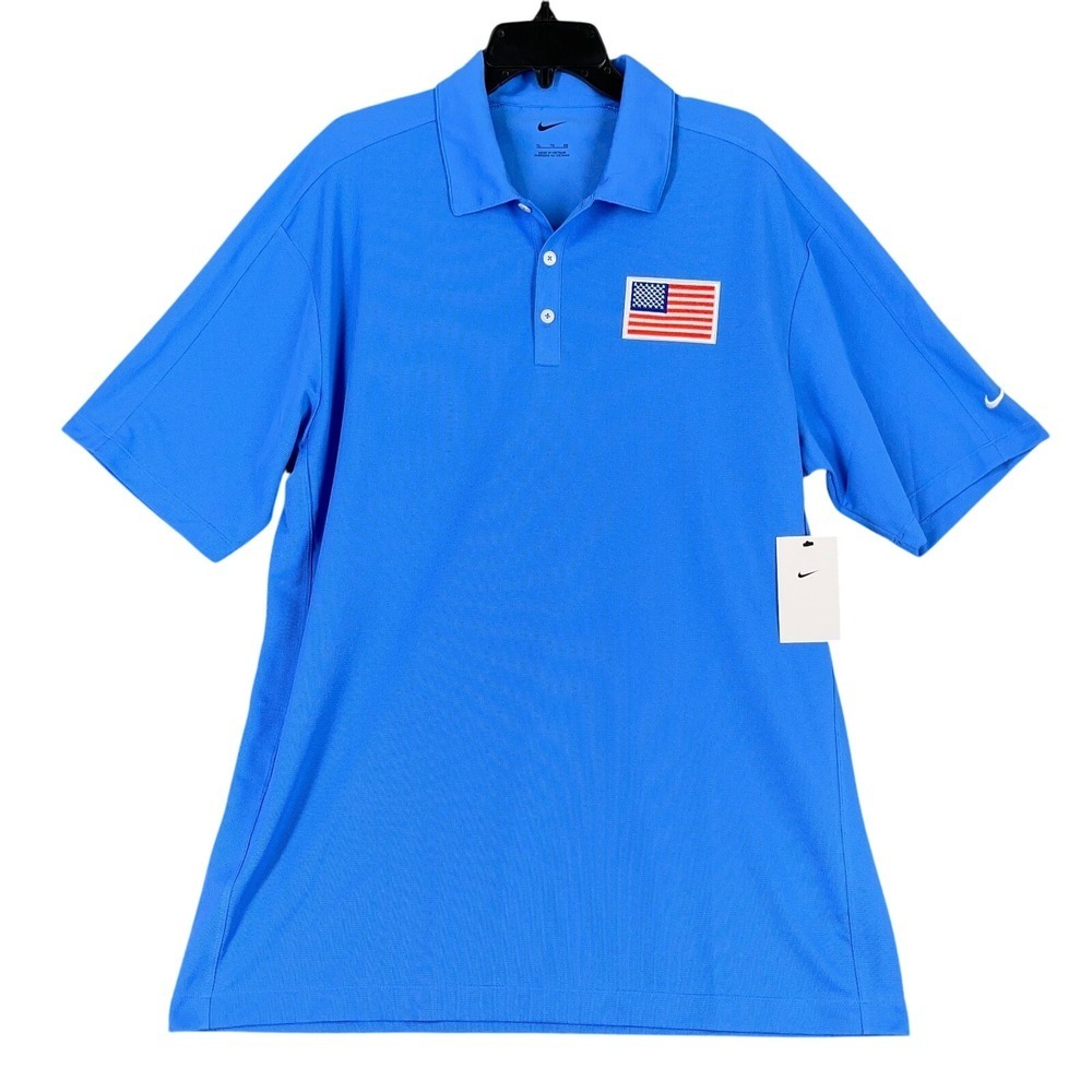 Nike Polo Shirt‎ Mens XL Dri Fit Performance USA Flag Golf Athletic Classic